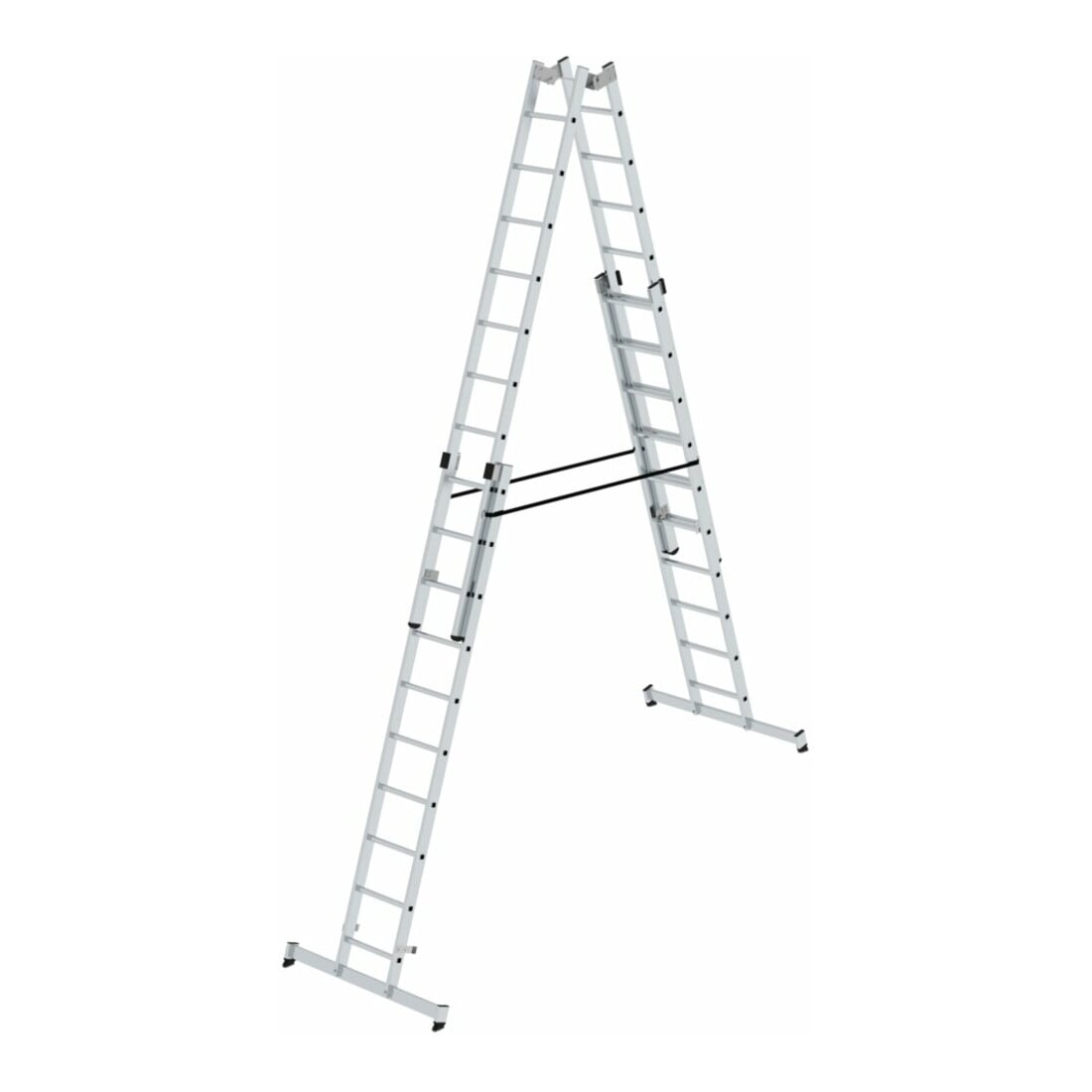 MUNK Aluminium-Stehleiter 4-teilig nivello®-Traverse 4 x 10 Sprossen
