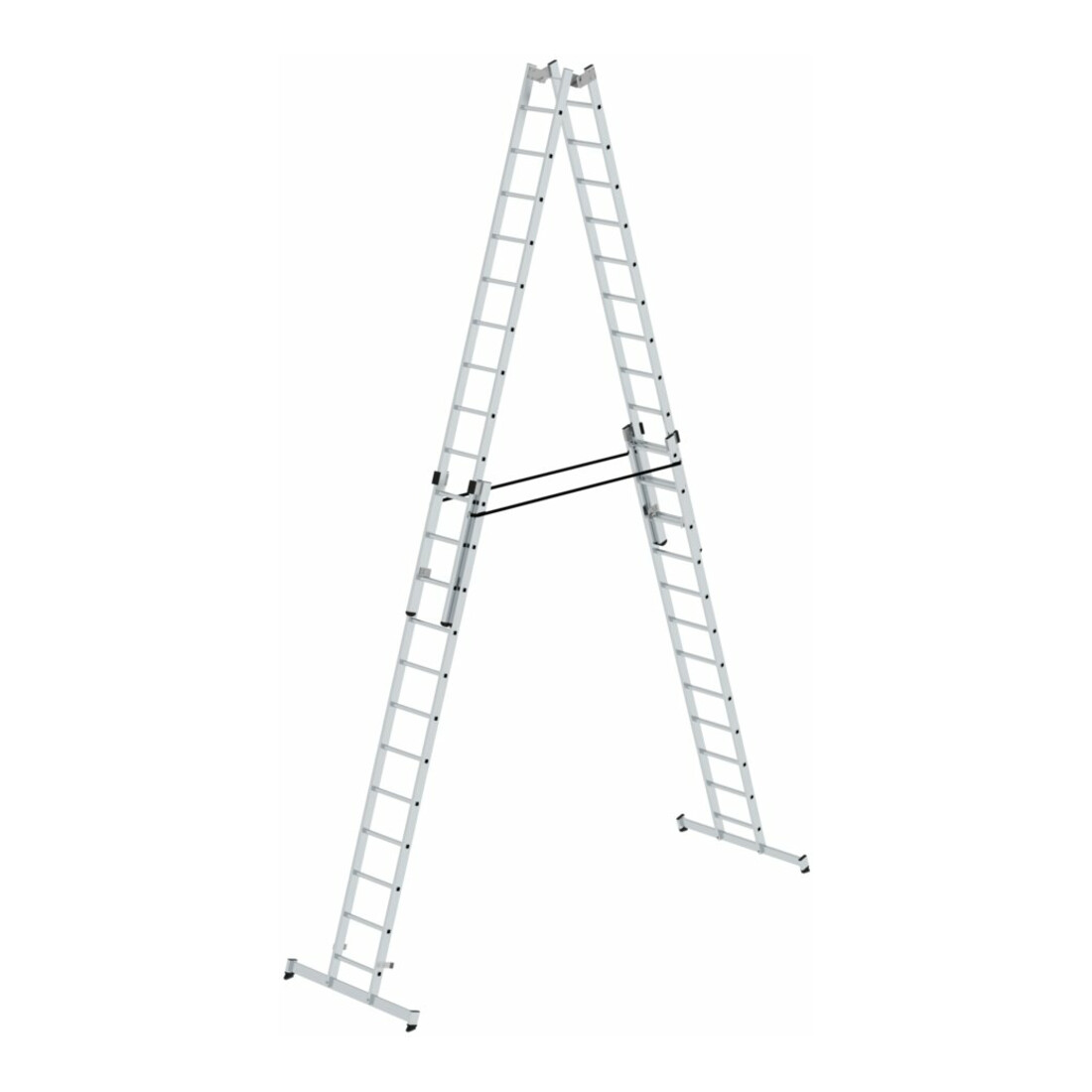 MUNK Aluminium-Stehleiter 4-teilig nivello®-Traverse 4 x 12 Sprossen