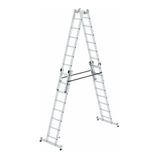 MUNK Aluminium-Sprossenstehleiter vierteilig mit nivello ® -Traverse