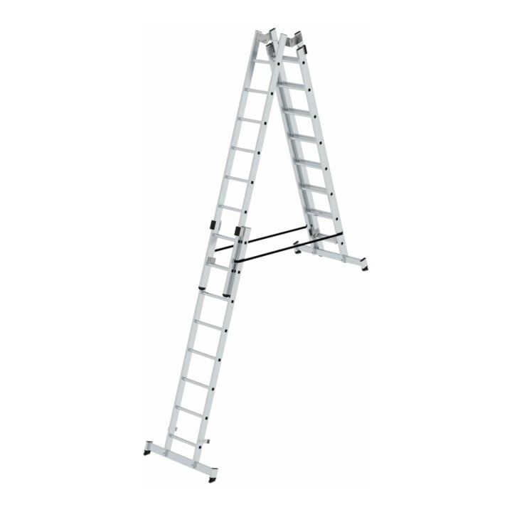 MUNK Aluminium-Stehleiter 4-teilig nivello®-Traverse 4 x 8 Sprossen