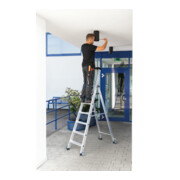 MUNK Aluminium-Stufenstehleiter einseitig begehbar mit Rollen-2