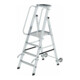 MUNK Aluminium-Stufenstehleiter einseitig begehbar mit Rollen und Griff-1