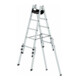 MUNK Aluminium-Stehleiter treppengängig 4 ausschiebbaren Holmen 2 x 5 Sprossen