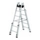 MUNK Aluminium-Stehleiter treppengängig 4 ausschiebbaren Holmen 2 x 6 Sprossen