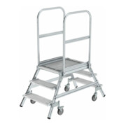 MUNK Alumnium-Podestleiter beidseitig begehbar: Stahl-Gitterrost