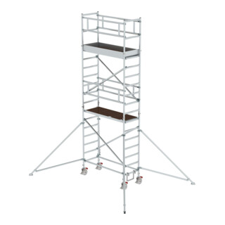 MUNK Günzburger Steigtechnik Alu-Rollgerüst mit Ausleger Plattformen im 2m-Abstand Plattform-Höhe 4,45 m Länge 1,80 m
