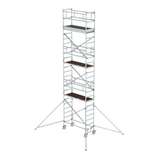 MUNK Günzburger Steigtechnik Alu-Rollgerüst mit Ausleger Plattformen im 2m-Abstand Plattform-Höhe 6,45 m Länge 1,80 m