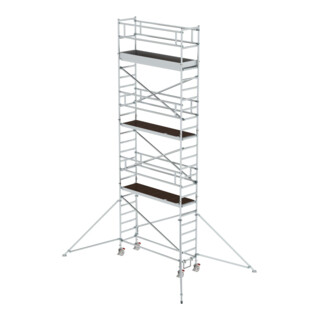 MUNK Günzburger Steigtechnik Alu-Rollgerüst mit Ausleger Plattformen im 2m-Abstand Plattform-Höhe 6,45 m Länge 2,45 m