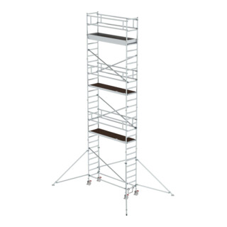 MUNK Günzburger Steigtechnik Alu-Rollgerüst mit Ausleger Plattformen im 2m-Abstand Plattform-Höhe 7,45 m Länge 2,45 m