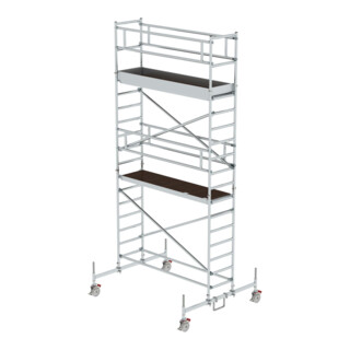 MUNK Günzburger Steigtechnik Alu-Rollgerüst mit Fahrbalken Plattformen im 2m-Abstand Plattform-Höhe 4,45 m Länge 2,45 m