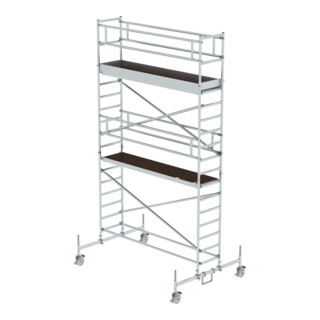 MUNK Günzburger Steigtechnik Alu-Rollgerüst mit Fahrbalken Plattformen im 2m-Abstand Plattform-Höhe 4,45 m Länge 3,00 m