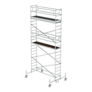 MUNK Günzburger Steigtechnik Alu-Rollgerüst mit Fahrbalken Plattformen im 2m-Abstand Plattform-Höhe 5,45 m Länge 3,00 m