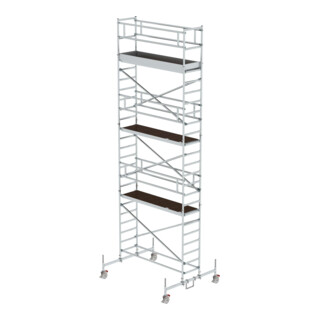 MUNK Günzburger Steigtechnik Alu-Rollgerüst mit Fahrbalken Plattformen im 2m-Abstand Plattform-Höhe 6,45 m Länge 2,45 m