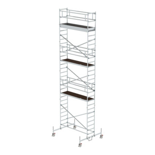 MUNK Günzburger Steigtechnik Alu-Rollgerüst mit Fahrbalken Plattformen im 2m-Abstand Plattform-Höhe 7,45 m Länge 2,45 m