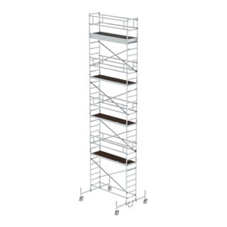 MUNK Günzburger Steigtechnik Alu-Rollgerüst mit Fahrbalken Plattformen im 2m-Abstand Plattform-Höhe 8,45 m Länge 2,45 m