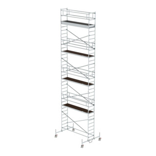MUNK Günzburger Steigtechnik Alu-Rollgerüst mit Fahrbalken Plattformen im 2m-Abstand Plattform-Höhe 9,45 m Länge 3,00 m