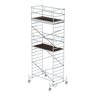 MUNK Günzburger Steigtechnik Alu-Rollgerüst mit Fahrbalken und Doppel-Plattform Plattform-Höhe 5,45 m Länge 2,45 m