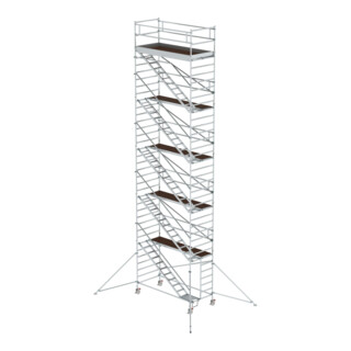 MUNK Günzburger Steigtechnik Alu-Rollgerüst mit Schrägaufstiegen Plattform-Höhe 10,35 m Länge 3,00 m