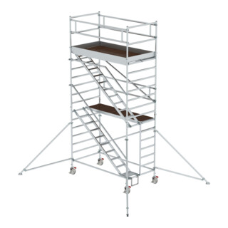 MUNK Günzburger Steigtechnik Alu-Rollgerüst mit Schrägaufstiegen Plattform-Höhe 4,35 m Länge 2,45 m