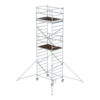 MUNK Günzburger Steigtechnik Alu-Rollgerüst mit verstellbaren Auslegern und Doppelplattform Plattform-Höhe 5,35 m Länge 