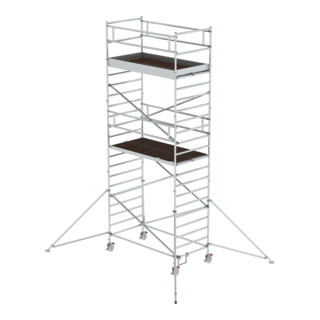 MUNK Günzburger Steigtechnik Alu-Rollgerüst mit verstellbaren Auslegern und Doppelplattform Plattform-Höhe 5,35 m Länge 