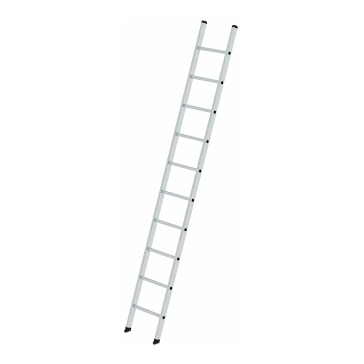 Set Günzburger Steigtechnik Anlegeleiter 10 Sprossen Alu.Leiterlänge 3000mm + Stufenmodul MaxxStep Länge 276 mm