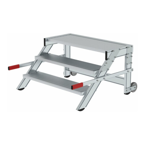 MUNK Aluminium-Arbeitspodest fahrbar Aluminium Stufenbreite 1000 mm 3 Stufen