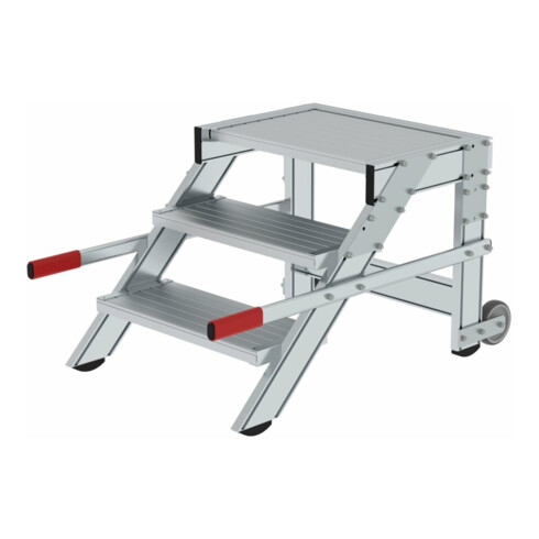 MUNK Aluminium-Arbeitspodest fahrbar Aluminium Stufenbreite 600 mm 3 Stufen