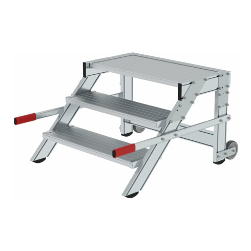 MUNK Aluminium-Arbeitspodest fahrbar Aluminium Stufenbreite 800 mm 3 Stufen