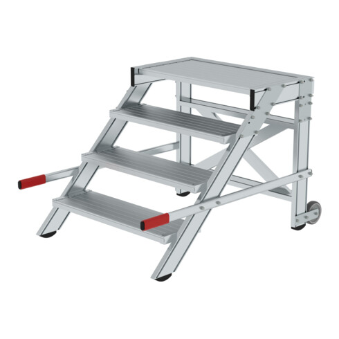 MUNK Aluminium-Arbeitspodest fahrbar Aluminium Stufenbreite 800 mm 4 Stufen