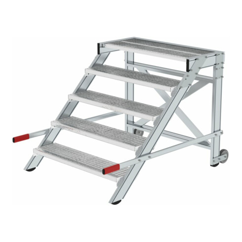 MUNK Aluminium-Arbeitspodest fahrbar Stufenbreite 1000 mm 5 Stufen