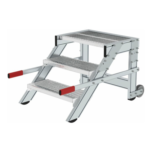 MUNK Aluminium-Arbeitspodest fahrbar Stufenbreite 600 mm 3 Stufen