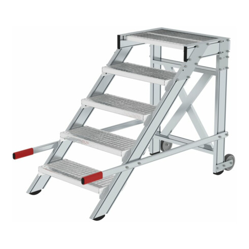 MUNK Aluminium-Arbeitspodest fahrbar Stufenbreite 600 mm 5 Stufen