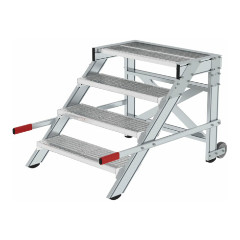 MUNK Aluminium-Arbeitspodest fahrbar Stufenbreite 800 mm 4 Stufen