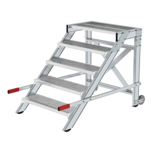 MUNK Aluminium-Arbeitspodest fahrbar Stufenbreite 800 mm 5 Stufen