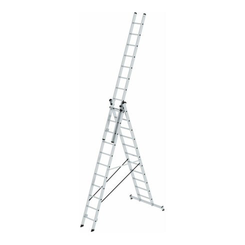 MUNK Aluminium-Mehrzweckleiter 3-teilig nivello®-Traverse 3 x 11 Sprossen