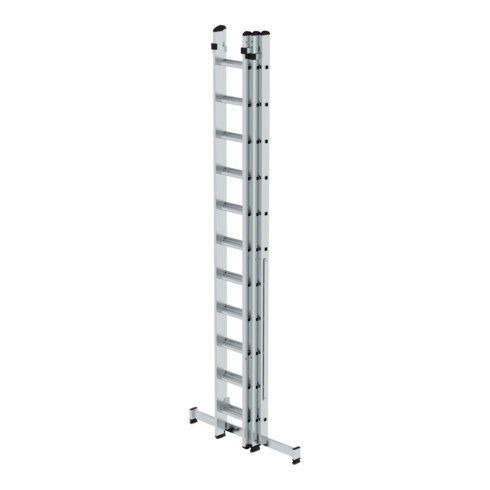MUNK Aluminium-Mehrzweckleiter 3-teilig nivello®-Traverse 3 x 11 Sprossen