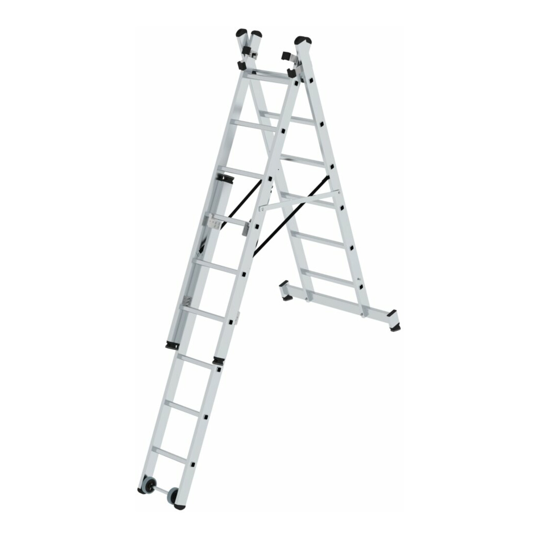MUNK Aluminium-Mehrzweckleiter dreiteilig mit nivello ® -Traverse