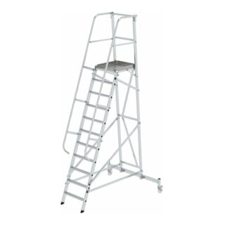 MUNK Aluminium-Plattformleiter einseitig begehbar, fahrbar