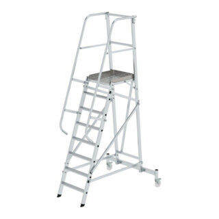 MUNK Aluminium-Plattformleiter einseitig begehbar, fahrbar