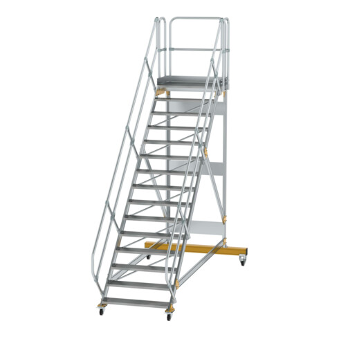 MUNK Günzburger Steigtechnik Aluminium-Plattformtreppe fahrbar 45° 15 Stufen