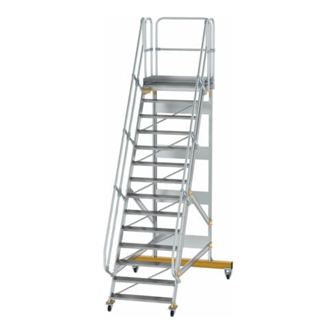 MUNK Günzburger Steigtechnik Aluminium-Plattformtreppe fahrbar 60° 14 Stufen