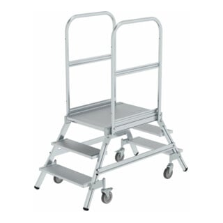 MUNK Aluminium-Podestleiter beidseitig begehbar: Aluminium geriffelt