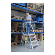 MUNK Aluminium-Podestleiter einseitig begehbar: Aluminium geriffelt-3