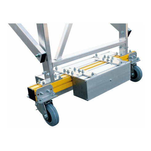 MUNK Aluminium-Podestleiter fahrbar klappbar schmaler Quertraverse 8 Stufen