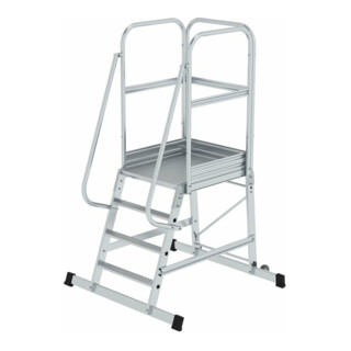 MUNK Aluminium-Podesttreppe einseitig begehbar fahrbar