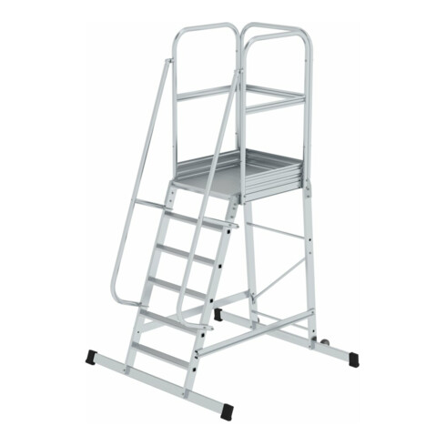 MUNK Aluminium-Podesttreppe einseitig begehbar fahrbar 6 Stufen