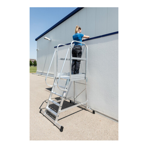 MUNK Aluminium-Podesttreppe einseitig begehbar fahrbar 6 Stufen
