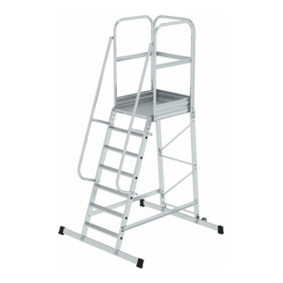 MUNK Aluminium-Podesttreppe einseitig begehbar fahrbar