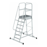 MUNK Aluminium-Podesttreppe einseitig begehbar fahrbar-1